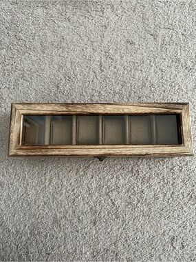 Wooden Glass-Top Jewelry Organizer - Distressed Light Brown